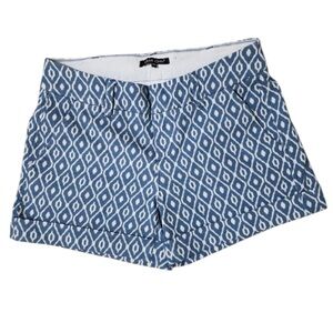 DEAR JOHN FINNEGAN BLUE IKAT PRINT CUFF SHORTS SZ 30